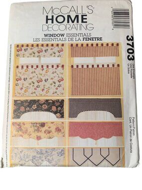McCall's Home Decorating Window curtains Essentials Pattern 3703 Uncut